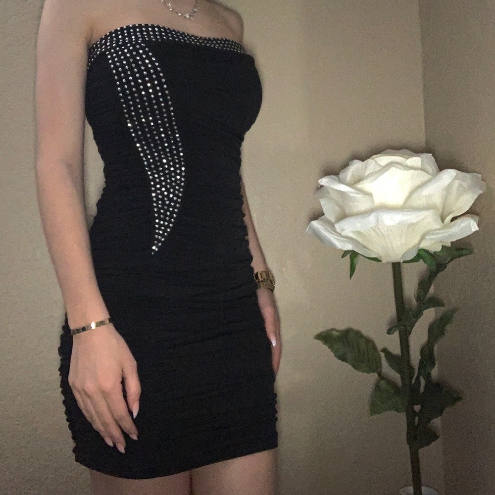 Strapless black dress